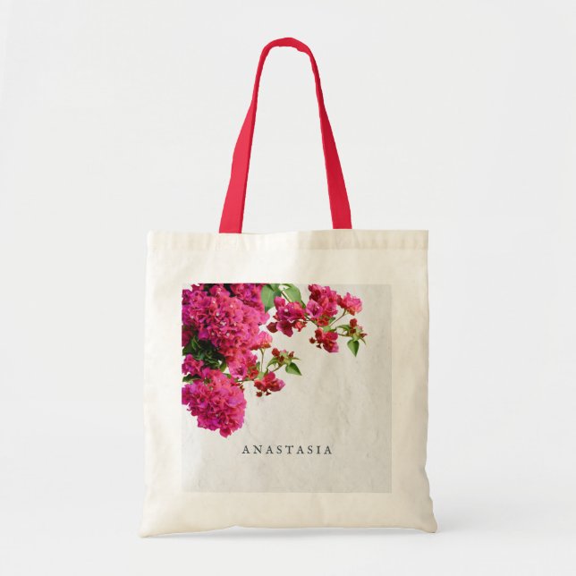 Bolsa Tote Bougainvillea Floral Mediterrânica   (Frente)