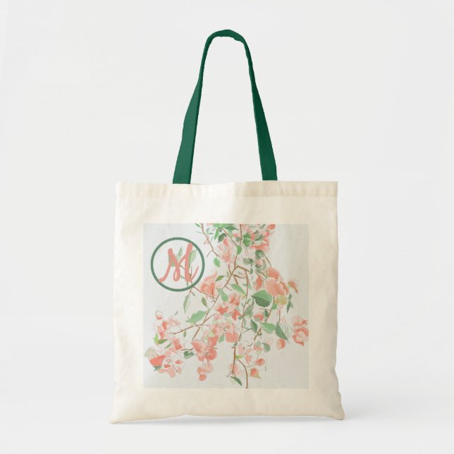 Bolsa Tote Bougainvillea Monograma Cor da Água Rosa (Frente)