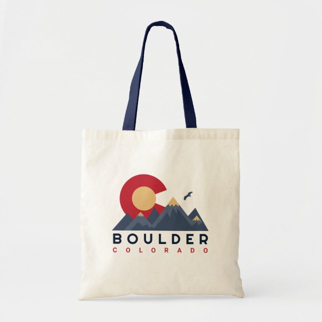 Bolsa Tote Boulder Colorado Retro Sunset Mountain Souvenirs (Frente)
