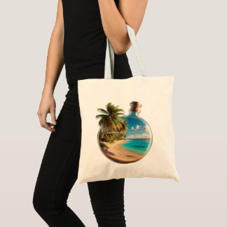 Bolsa Tote Bouteille Souvenir Guadeloupe: Plage Tropicale 