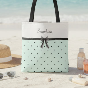 Bolsa Tote Boutique Chique Bolinhas Verde Menta Monograma