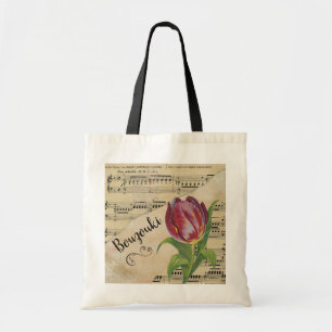 Bolsa Tote Bouzouki Elegante Tulip Vintage Sheet Music