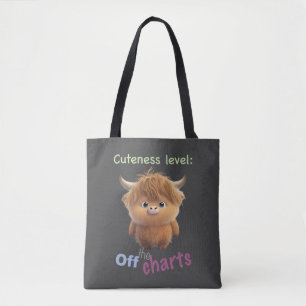 Bolsa Tote Bovinos Cuteness Level Bonito Engraçado Citação En