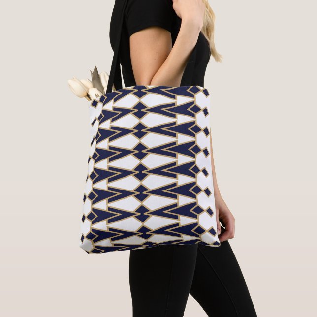 Bolsa Tote Bowties Azul e Dourado (Close Up)