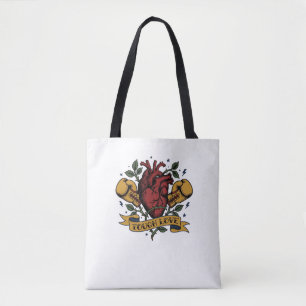 Bolsa Tote Boxe Amor Verdadeiro Coração Tatuagem Flash Forte
