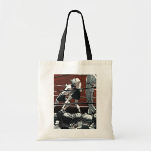 Bolsa Tote Boxe Esportiva Vintage, Lutadores Lutam no Ringue