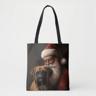 Bolsa Tote Boxeador Com Papai Noel Natal Festivo