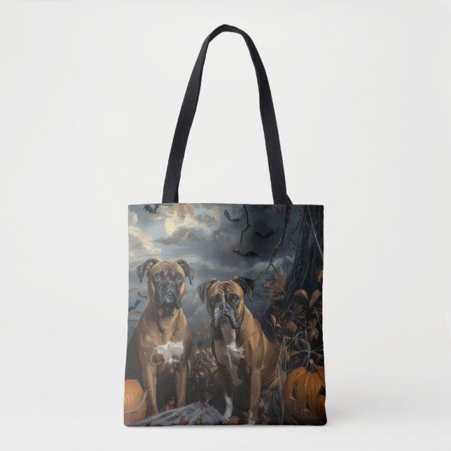Bolsa Tote Boxer Halloween Night Doggy (Frente)