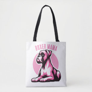 Bolsa Tote Boxer Mama: Cachorro Rosa Bonito Silhueta Cachorro