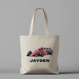 Bolsa Tote Boys Personalised Cool Red Racing Car Tote Bag