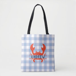 Bolsa Tote Boys Watercolor Crab Split Name