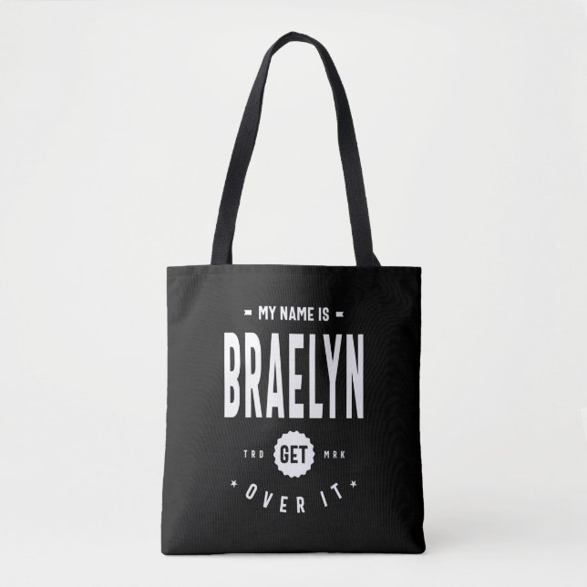 Bolsa Tote Braelyn Nome Personalizado Aniversário (Frente)