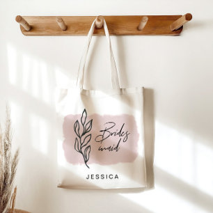 Bolsa Tote Brag de Bridesmaid Blush Floral de Cor de Água Mod