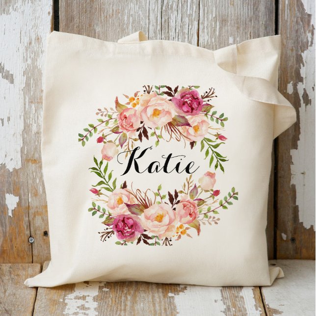 Bolsa Tote Braidsmaid Floral Russo Personalizado (Criador carregado)