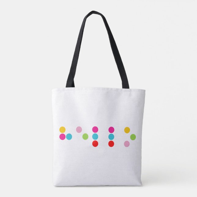 Bolsa Tote Braille - idioma cego alfabeto letras saudáveis te (Verso)