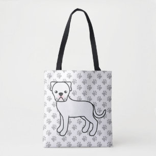Bolsa Tote Branca Americana de Buldogue - Cartoon & Paws