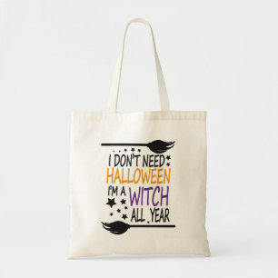 Bolsa Tote Branca de Bruxas de Halloween Engraçada