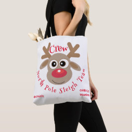 Bolsa Tote Branca de Cartoon de Natal Reindeer Sleigh Team