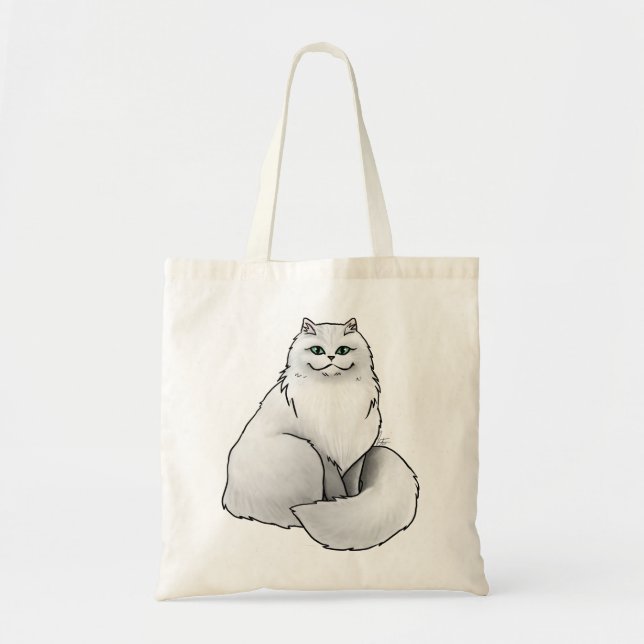 Bolsa Tote Branca de Gato Persa (Frente)