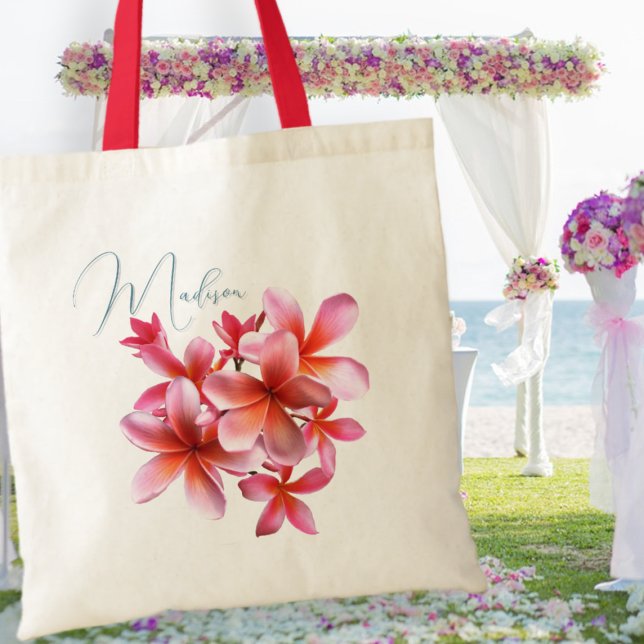 Bolsa Tote Branca de Plumeria Rosa Manteiga - Presente Person (Criador carregado)