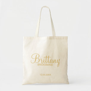 Bolsa Tote Brancas Modernas e Douradas de Bridesmaids Persona