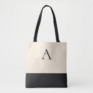 Bolsa Tote BRANCO-AMARELADO e enegreça 1 monograma da letra