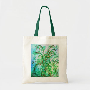 Bolsa Tote Branco brilhante do verde azul dos FLOURISHES