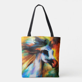 Bolsa Tote Branco cinzento bonito da arte abstrata do cavalo