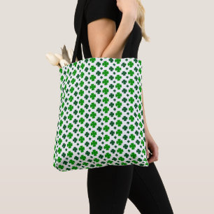 BOLSA TOTE BRANCO COM CÉLULAS VERDES DE SHAMROCKS CELTICOS IR