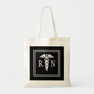 Bolsa Tote Branco do preto do símbolo do Caduceus do RN da