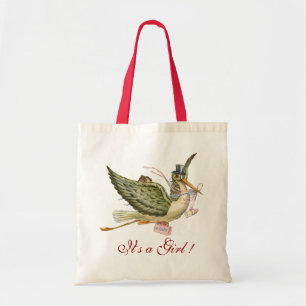 Bolsa Tote Branco do rosa do CHÁ do BEBÉ da CEGONHA