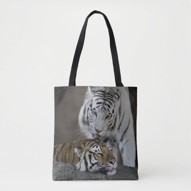Bolsa Tote Branco e descanso dos tigres de Brown (Frente)