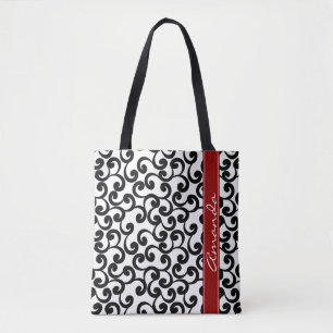 Bolsa Tote Branco e impressão Monogrammed dos elementos do