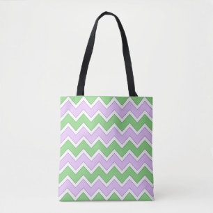 Bolsa Tote Branco, Lilac e sacola verde de Chevron