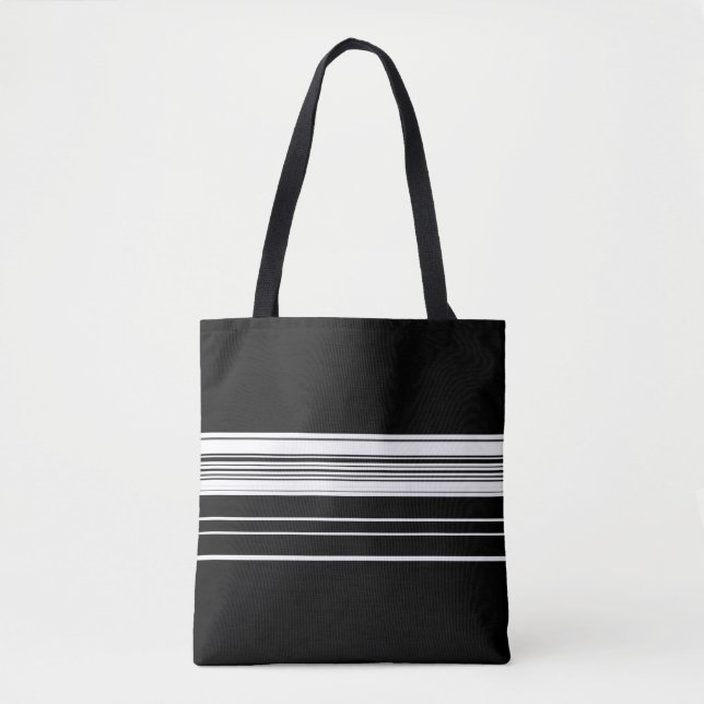 Bolsa Tote Branco preto-chic listrado (Frente)