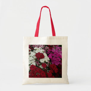 Bolsa Tote Branco, Rosa e Vermelho Dianthus Floral