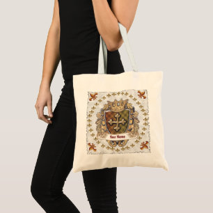 Bolsa Tote Brasão de Armas da Família Crown Shield Sobrenome