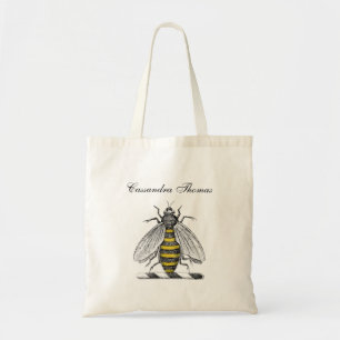 Bolsa Tote Brasão Heráldico Vintage Abelha Preppy Emblema