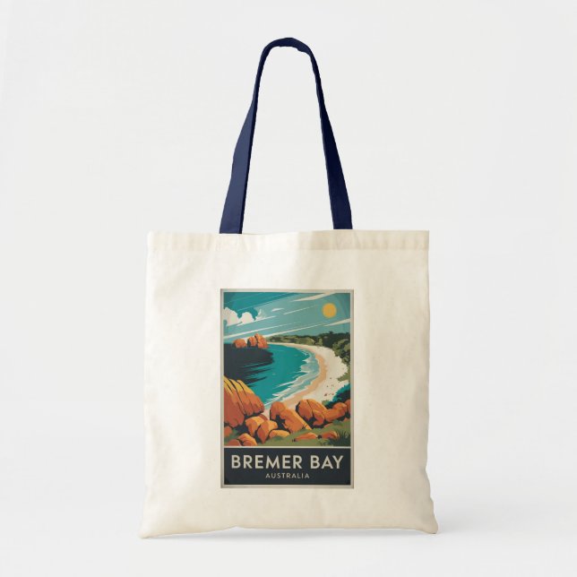 Bolsa Tote Bremer Bay Austrália Ilustração Retro Viagem Art (Frente)