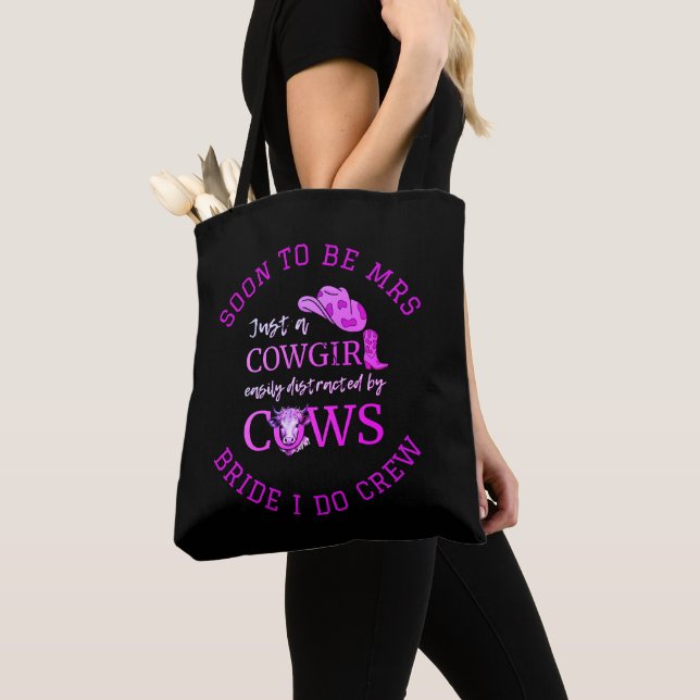 Bolsa Tote BRIDE DE Bachelorette de Cowgirl personalizável (Close Up)