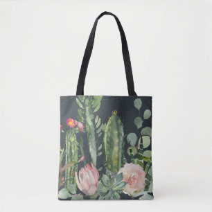 BOLSA TOTE BRIDE DE COR DE ÁGUA DE FOLIAGEM DE CACTI DE DESE
