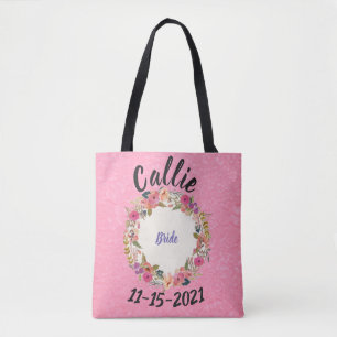 Bolsa Tote Bride Floral Wreath Design