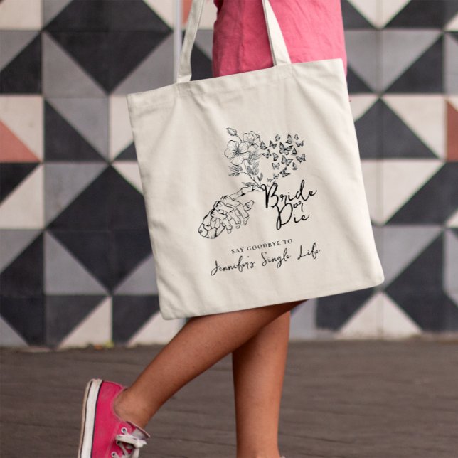 Bolsa Tote Bride or Die Floral Heart Bachelorette Party (Criador carregado)