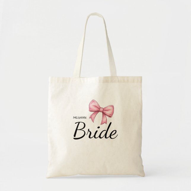 Bolsa Tote Bride Pink Bow Wedding (Frente)