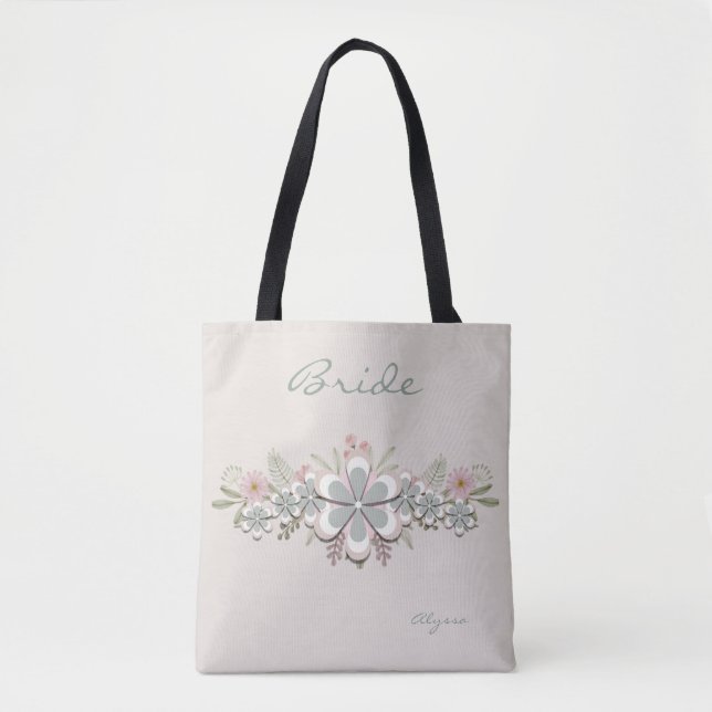 Bolsa Tote Bride verde-branco com alimentação mais flexível d (Frente)