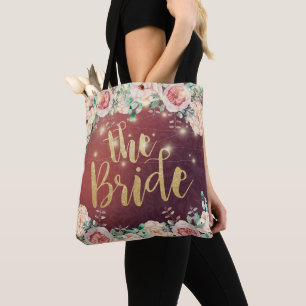 Bolsa Tote Brides Burgundy Chic Floral Lights