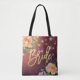 Bolsa Tote Brides Burgundy Chic Floral Lights