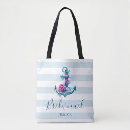 Bolsa Tote Bridesmaid, Âncora de Corante de Água - Stripes Az