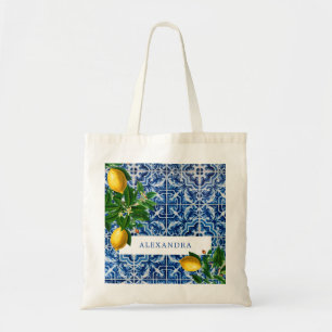 Bolsa Tote Bridesmaid Blue Azulejos Lemons Personal