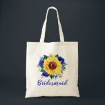 Bolsa Tote Bridesmaid Blue Rosa Floral<br><div class="desc">Este saco de tote de damas de honra apresenta um girassol de cor d'água e rosa floral azul. Você pode personalizá-lo com um nome. Visite nossa loja ou nossas páginas de coleta para ver mais produtos com esse design que você pode personalizar para suas necessidades.</div>